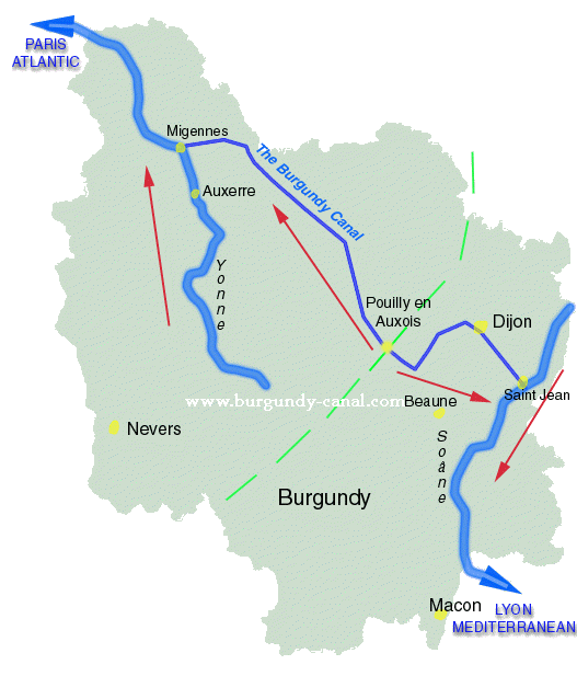 Map showing the flow of water to the north and south