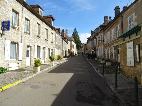 Walking up the steep village street to the Basilica of Vezelay