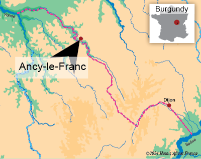 Map showing the village of Ancy-le-Franc