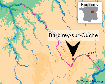 Map showing Barbirey-sur-Ouche on the Burgundy Canal