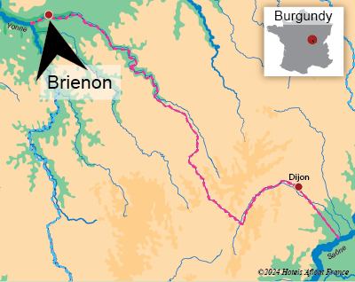 Map showing the village of Brienon