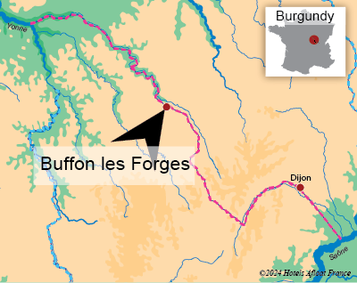 Map showing the village of Buffon