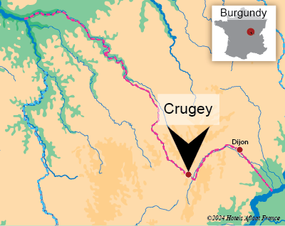Map showing the village Crugey
