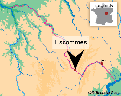 Map showing the hamlet Escommes