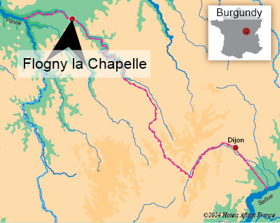 Map showing the village of Flogny-la-Chapelle