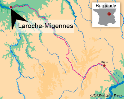 Map showing the town of Laroche Migennes