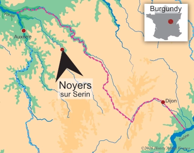 Map showing Noyers-sur-Serin