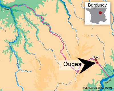 Map showing Ouges on the Burgundy Canal