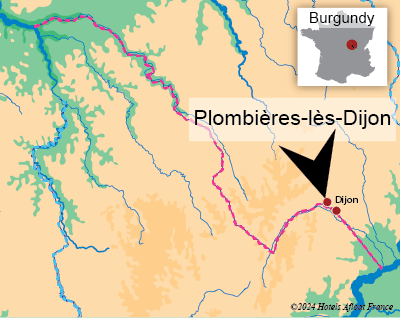 Map showing the village Plombieres-les-Dijon
