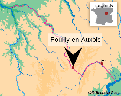 Map showing the town of Pouilly-en-Auxois