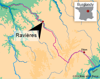 Map showing the village of Ravières