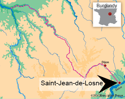 Map showing the town of Saint-Jean-de-Losne