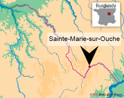 Map showing Sainte-Marie-Sur-Ouche on the Burgundy Canal
