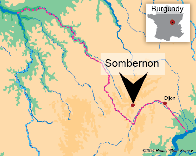 Map showing the town of Sombernon