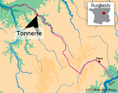 Map showing the village of Tonnerre