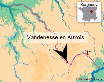 Map showing the village Vandenesse en Auxois