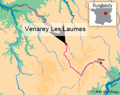 Map showing the village of Venarey-lès-Laumes