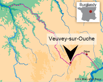 Map showing the village Veuvey sur Ouche